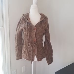 Vintage 70s Cambridge Boho Dry Goods  hooded button up wool cardigan sweater